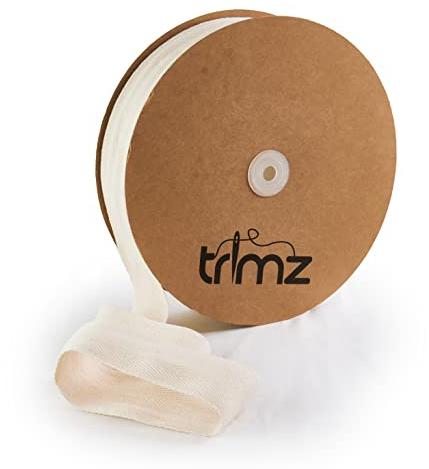 Trimz TrimzHB50R50 100% Baumwolle mit Fischgrätenmuster, natur, 50 mm x 50 m, meter