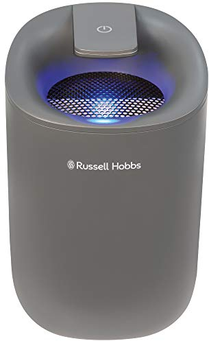 Russell Hobbs RHDH1061G 300ml/day, Grey Dehumidifier with Auto Defrost for Home, Kitchen, Basement, Garage, Caravan, Bathroom, Lightweight, 15m2 Room Size, LED Lighting