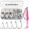 THKFISH Angelhaken Set Angelzubehör Set Drehverschluss Haken Gewichtshaken Swimbait Haken für Schwimmköder Salzwasser Süßwasser 30Stück