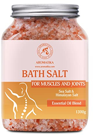 Gelenke & Muskeln Badesalz 1300g - mit Ätherischen Ölen Lavendel & Salbei & Rosmarin - Natürliches Badesalz mit Himalaya-Rosa Salz - Aromatherapie Badewanne - Körperpflege - Hautpflege - Baden