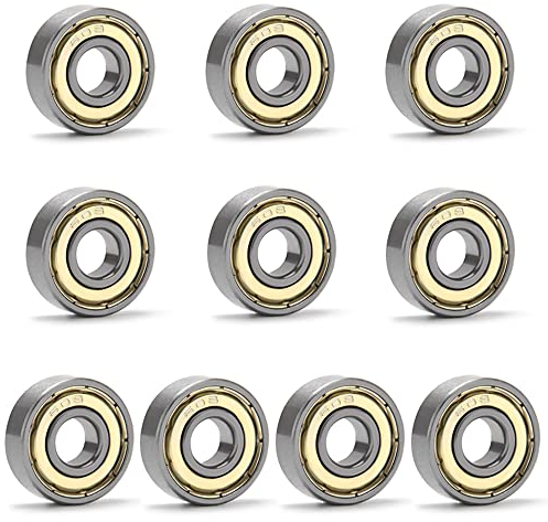 YIXISI 10 Stück 608 ZZ Kugellager, ABEC-7 Metall Doppelt Geschirmte Miniatur-Rillen Kugellager für Skateboard, Roller, Inline Skates (8mm x 22mm x 7mm), Silber
