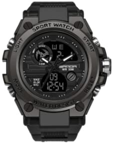 Omana Montre de sport numérique pour homme, style G, étanche, grand écran de 53 mm, tactique, militaire, sport, armée, plein air (noir), Noir , Sport/militaire