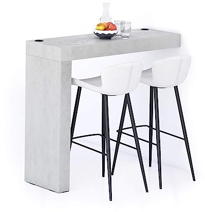MOBILI FIVER, Evolution Küchenhalbinsel 120x40 mit kabellosem Ladegerät, Grauer Beton, Made In Italy