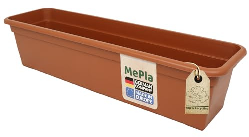 MePla Blumenkasten Balcony Standard Länge 100 cm, Breite 16,7 cm, Terra, wetterfest aus UV-beständigem Kunststoff