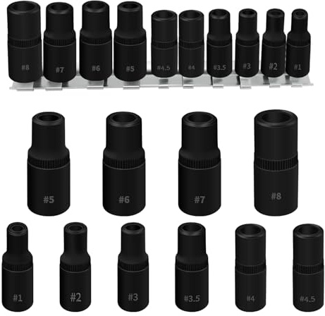 JEUCLEL 10-teiliges Windeisen Steckschlüssel-Set (magnetisch), 4/1 Zoll & 3/8 Zoll Antrieb, externer Gewindebohrer-Adapter, Torx-Steckschlüssel-Set