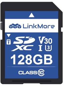 LinkMore XV13 128 GB SD-kort i full storlek, SDXC med DSLR-kamera 4K video, PC, UHS-I, U3, V30, klass 10, läs upp till 95 MB/s, skriv upp till 65 MB/s