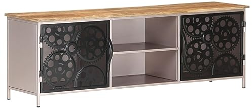 ARKEM TV-Schrank 120x30x40 cm Raues Mangoholz Lowboard, für Wohnzimmer Unterhaltungsraum, Industrie-Design