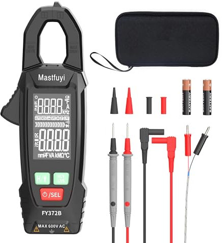 Multimetro Digitale a Pinza T-RMS 6000 Conteggi, Tester Automatico di Tensione e Ampere con NCV Misura Tensione AC/DC, Corrente AC, Resistenza, Capacità, Frequenza, Continuità, Filo in Tensione