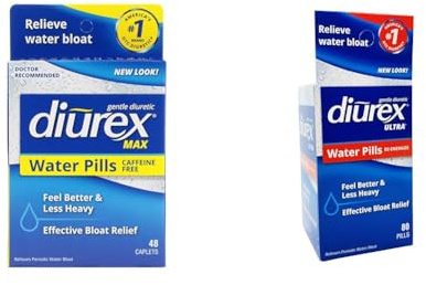 Diurex Max - Maximum Strength Caffeine-Free Diuretic Water Pills - Feel Better and Less Heavy & Ultra Re-Energizing Water Pills - Relieve Water Bloat - Feel Better & Less Heavy - 80 Count