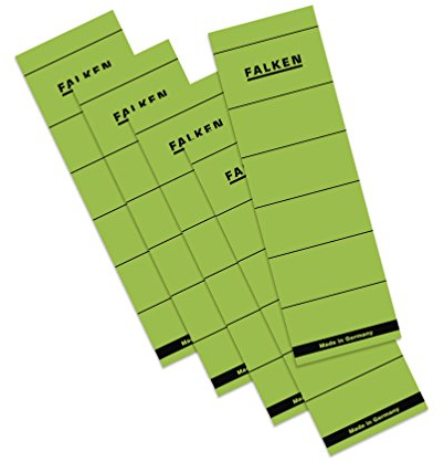 Original Falken 500er Pack Ordner-Rückenschild. Made in Germany. Etiketten 60 x 190 mm selbstklebend für 8 cm breite Ordner grün