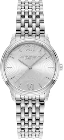 Olivia Burton Reloj con Movimiento de Cuarzo de Tres Manecillas para Mujer Colección Classic Swirl con Correa de Acero Inoxidable Plateada - 24000129