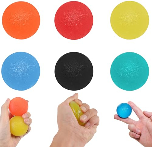 Magiho 6 Stück Handtrainer Ball, Silikon Anti Stress Ball, Stressball Kinder, Stressbälle, Arthritis Linderung, Hand Therapie Übungs, Schlaganfall Rehabilitation (Mehrfarben)