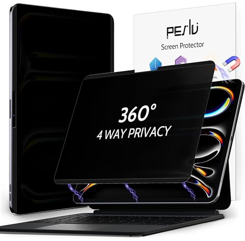 Peslv 4-Way Magnetic Privacy Screen for iPad Pro 13 Inch M4/M5 [2024/2025 7/8th Gen], 360 Removable Anti Blue Light Glare Spy Filter, High Sensitive Bubble-Free Black Security Screen Protector