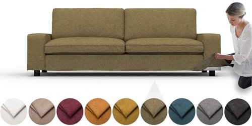 comfortly Bezug für Kivik 3-Sitzer-Sofa, Ersatz-Schonbezug, strapazierfähig, 7-teilig, weicher, strapazierfähiger, waschbarer Stoff, leicht zu reinigen und zu ersetzen (Krone, Olivgrün)
