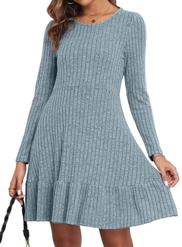 Yutdeng Vestido de Punto Mujer Invierno Casual Elegante - Suéter Cuello Redondo, Jersey Otoño, Manga Larga Ajustado