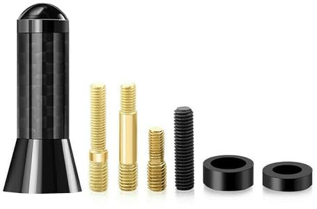 E-MAN 3.5cm Car Aerial Antenna – Universal Short Carbon Fibre Car Antenna Replacement with Multiple Screws – Durable & Stylish Car Radio Antenna, Fits Ford, Audi, Toyota, VW, Honda, and More