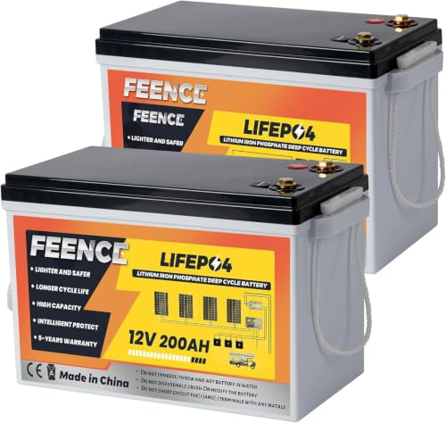 2 PACK of 200ah LiFePO4 AKKU, 12V 200Ah Lithium Batterie, Max. 5120Wh Energy Lithium-Batterie, 4000-15000 Zyklen Deep Cycle mit 200A BMS, für Wohnmobil, Solar, Marine, Boot, Off-Grid Anwendungen