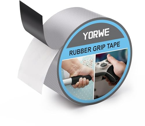 Yorwe Rubber Grip Tape, Ultra-Thin Strong Adhesive Anti-Slip Waterproof Heat Resistant Wear-Resistant Cushion Pad, Making Handles or Contact Surfaces Safer, with Grip and Comfort (Gray, 2In x 10Ft)