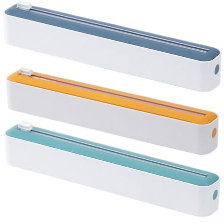 2 in 1 Cling Film Wrap Dispenser with Cutter - Aluminum Tin Foil Slide Cutter for Home, Kitchen