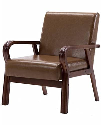 Mid Century Moderner Vintage Ledersessel mit Massivholzrahmen und Kissen, Stilvoller Loungesessel zum Lesen und Entspannen