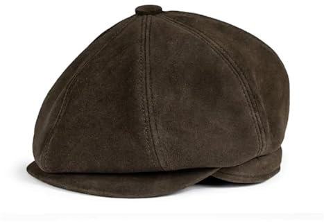 SOFTTO Lederkappe Ballonmütze for Herren, echtes Leder, Entenschnabel-Boina, dünne Baskenmütze, for Herren/Damen, Freizeit, Kaffee/, 54–61 cm, taillierte Cabbie-Haube im kalten Winter(Coffee,XL)
