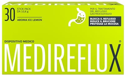 MèDISIN | MEDIREFLUX® Dispositivo Medico per il Trattamento del Reflusso Gastrico, Riduce il Bruciore, Blocca il Reflusso e Protegge la Mucosa, Dona un Rapido Sollievo, Aroma Ice Lemon (30 Stick)
