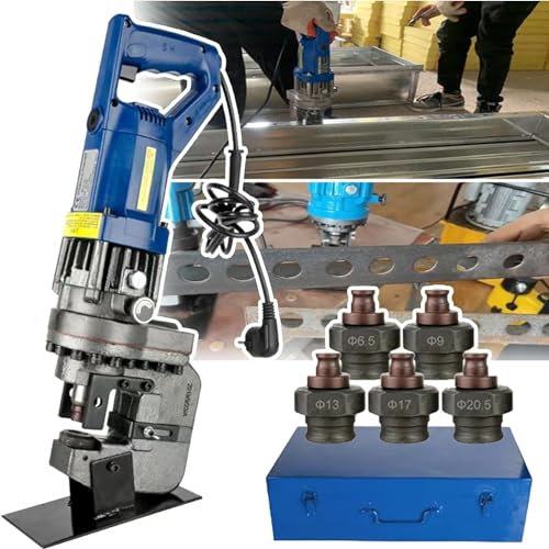 Punzonadora HidráUlica Perforadora hidráulica eléctrica de 1300 W, para metal de Φ1/4-4/5, máquina perforadora de placas de acero con matrices de Φ1/4, 3/8, 1/2, 11/16, 4/5, perforaci