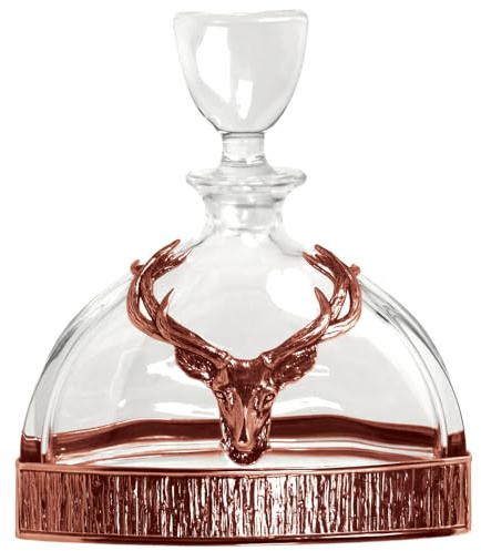 English Pewter Company Stunning Copper Majestic Stag Head Crystal Glass Decanter 570ml [STAG202]