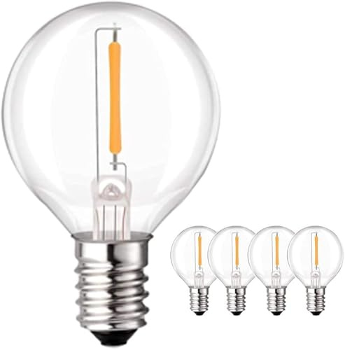 G40 Led Bulb Outdoor,1W E12 Led Globe G40 Bulbs, 2500k Warm White, Dimmable,LED Replacement Bulbs for Festoon Lights, 5 Pack(Suit for 24V Outdoor Garden Light)