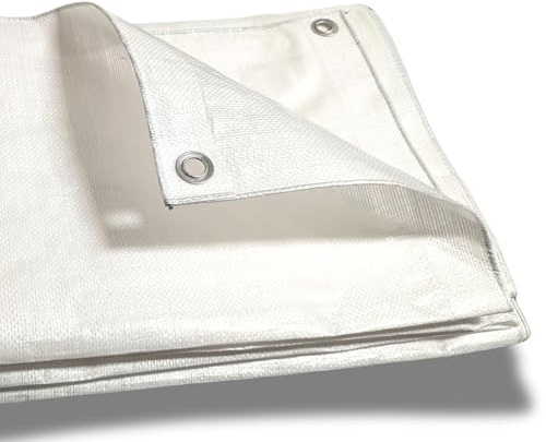 PE Abdeckplane 180g/m² wetterfest UV-stabilisiert mit Ösen & verstärktem Rand für Haus, Garten, Baustelle Schutzplane weiß reißfest 3 Meter x 4m