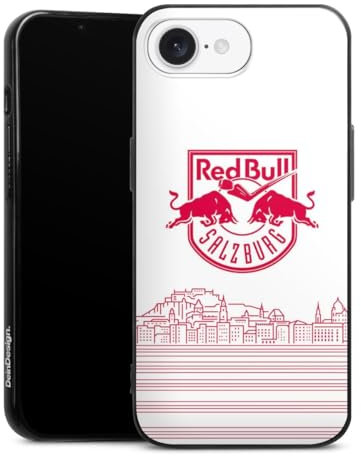 Silikon Hülle kompatibel mit Apple iPhone 16e 2025 Case schwarz Handyhülle Eishockey Skyline EC Red Bull Salzburg