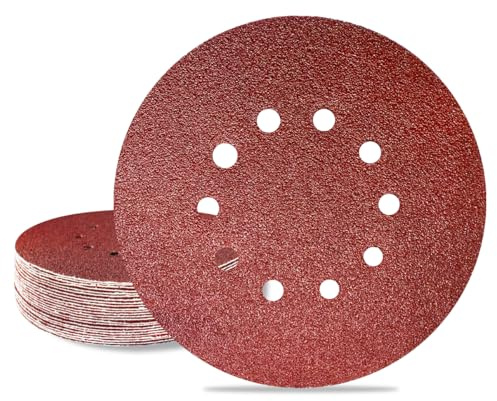 Meccion Disques de Abrasifs 225mm Papier Ponçage 25 Pièces 10 Trous Papier Abrasif pour Ponceuse Cloisons Sèches Ponceuse Girafe (Grain 60)