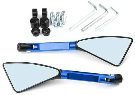 Motorrad Rückspiegel Für Für Z900 Z1000 Z800 Z750 Für Z650 Für Z300 Z250 Für Z125 Universal Motorrad Spiegel CNC Seite Rückspiegel Lenkerendenspiegel(Blue)