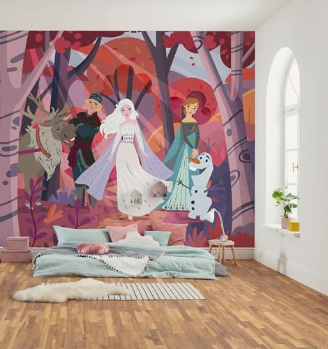 Komar Vlies Fototapete - Disney Frozen Forest Friendship - Größe 300 x 250 cm - Tapete, Kinderzimmer, Kindertapete