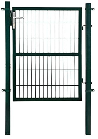 ESTEXO Gartentür Gartentor Zauntür Hoftür Gartenpforte Hoftor Gartenzaun Tor inkl. Pfosten, Schloss, Türklinke und Schlüssel (RAL 6005 Grün / 1,60 m)