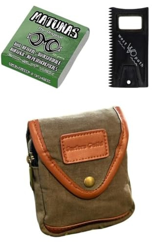 WP West Path Surf Wax Case/Surf Wax Container/Surf Wax Storage/Surf Wax Pouch – Includes Surf Wax, Cotton Canvas Holder and Wax Scraper – Compact Surf Accessory for Travel and Storage – Surfer Gift