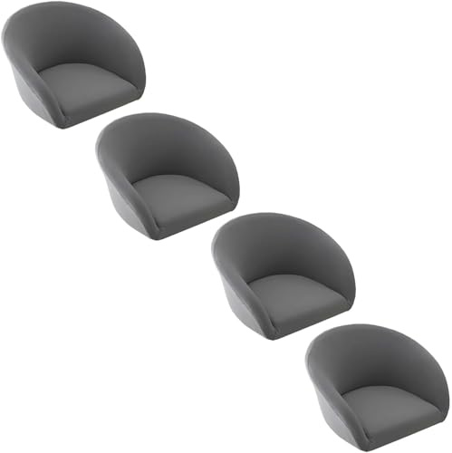 seokor 4/2/1er Set Stuhlhussen Bezüge mit Armlehne, Beige Grau Stretch Barhocker Bezug Universal Hussen, mit lehne Rund Barhocker Abdeckung für Esszimmer, Hotel, Bankett,Bar(B5,4PCS)