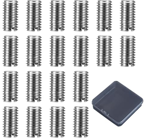 Oiieco Gewindeeinsätze für Holz-Set, M8 auf M6 Gewindereduzierer, selbstschneidender Gewindeeinsatz, männliche weibliche Reduziermutter, innen M6 x 1,0/außen M8 x 1,25, Edelstahl für Möbel, Autos, 20