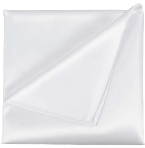 Teaaha 3 Pcs Satin Pocket Square for Men, White Pocket Squares Elegant Vegan Silk Handkerchief Set for Suits