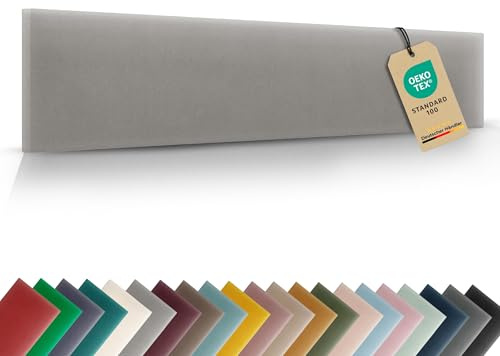 VELUYA Wandpolster Wandkissen Rechteck – Samt, Polsterplatte 90 x 30 cm, Polsterpaneele, Oeko-TEX, Made in EU, Grau M17