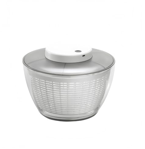 Generico Strizza Insalata, Lava Insalata centrifuga,Centrifuga per Insalata 4,5L/6L Elettrica USB Lattuga Spinner Cleaner con Ciotola per l'essiccazione di Verdure (6L) Bianca Rotondo