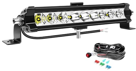 Willpower Led Lichtleiste Balken 12V 24V 11 30W für Auto Offroad KFZ | Lightbar Arbeitsscheinwerfer, mit 12V Kabelbaum, 6000K Weiß, IP67 Wasserdicht, Beleuchtung für Traktor ATV Boot Quad