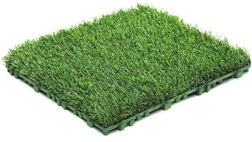 DHYUACN Dallage Gazon Synthétique Dalles de Gazon Artificiel emboîtables for terrasse en synthétique, Tapis Auto-drainant, décoration Sol(6 PCS)