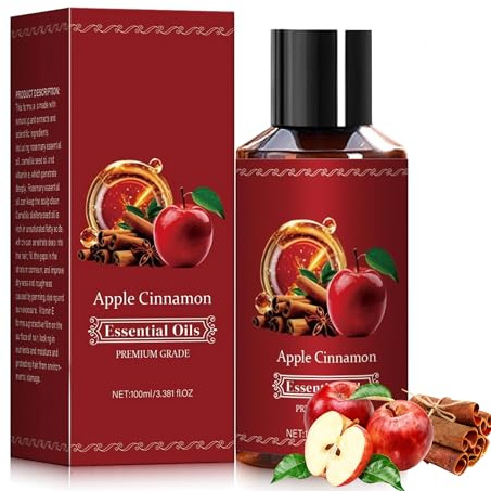 Apple Cinnamon Essential Oil, Ätherisches Apfel-Zimt-Haaröl, Herbst duftende Ätherische Öle, Kräftiges und Widerstandsfähiges Haar, Seidig Glattes Haar (1PC)