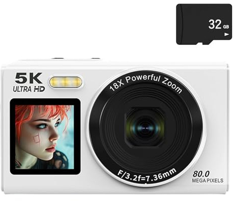 80MP Macchina Fotografica di Viaggio 5K Doppio Schermo Operare 18X Funzione Zoom Digitale Connessione WiFi Integra In Lampeggiante Per Fotografia Avventura Fotocamera Digitale