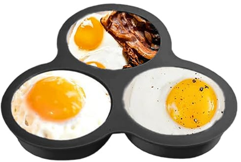 Silicone Egg Cups for Air Fryer - 3-Cavity Cupcake Baking Tray | Round Air Fryer Silicone Baking Mold,for Microwave Oven Small Cakes Puddings Pie Breakfast Patty