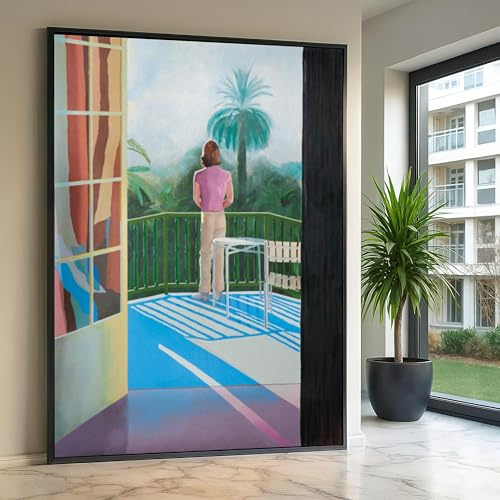 LMYCHENG Poster e stampe di David Hockney con scena di balcone, arte murale figurativa moderna, dipinto su tela con paesaggio, arredamento per interni (40x60 cm/senza cornice)