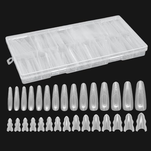 Kit de Puntas para Uñas 180 Piezas Estructura Sándwich Transparente