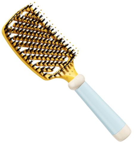 Xijobido Cepillo de Cerda Natural - Peine Desenredante Portátil,Cepillo Para Alisar El Pelo - Para Cardado, Viaje, Salón De Peluquería, Peinado, Hogar, Dormitorio Y Uso Diario