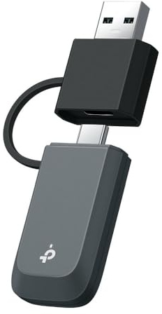 TP-Link Archer TBE400U WiFi 7 Tri-Band BE6500Mbps, Adattatore USB Nano Scheda di Rete, 6GHz, MLO, Plug & Play, Flessibilità USB Type-C/A, USB 3.0, WPA3, Compatibile con Windows 11/10